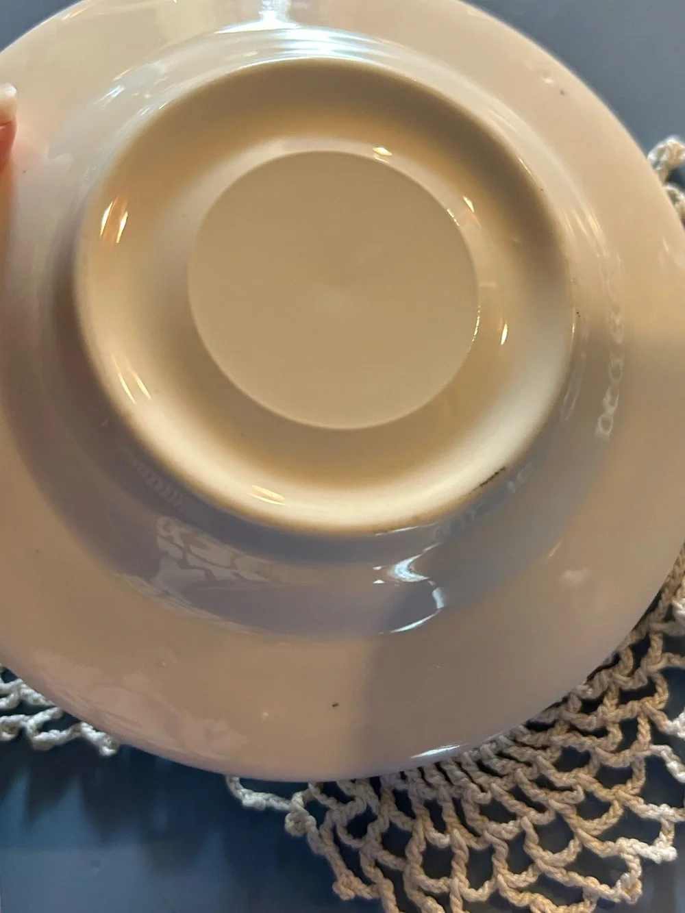 Blue and White Porcelain Teacup with Matching Saucer